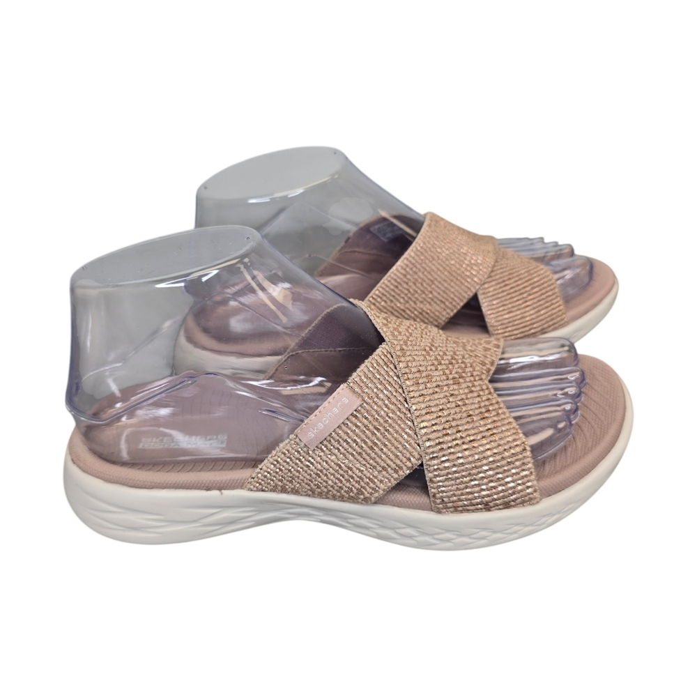 Skechers Women's 6 On The Go 600 Pink Glistening Slip On Sandals - Picture 3 of 11
